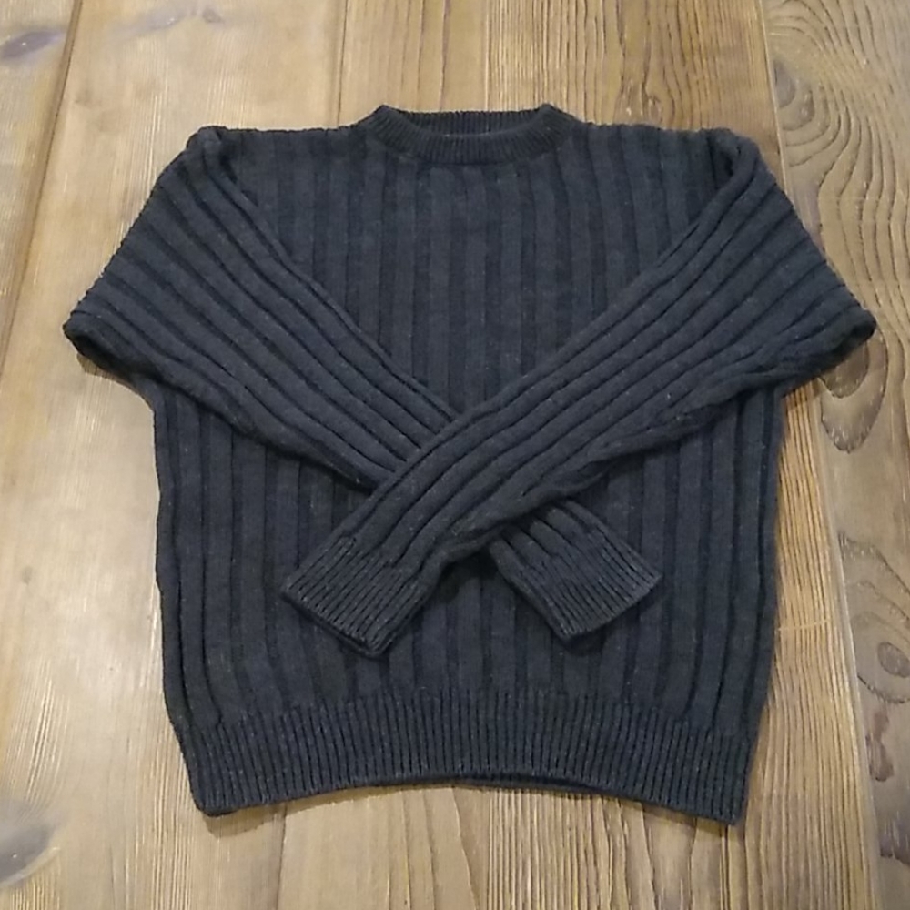 Charcoal Cotton Blend Ribbed Sweater